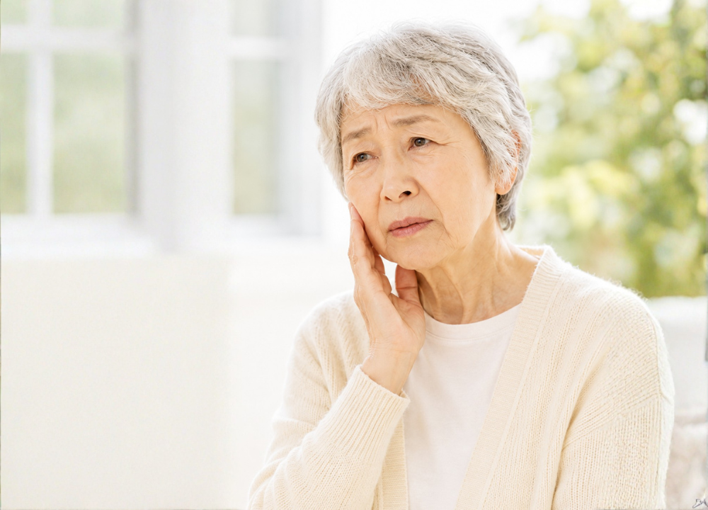 入れ歯のお悩みを抱える女性
